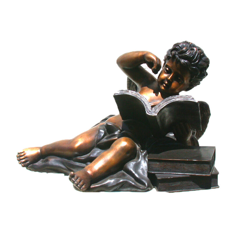 SRB25391 Bronze Cupid reading Book Sculpture Metropolitan Galleries Inc.