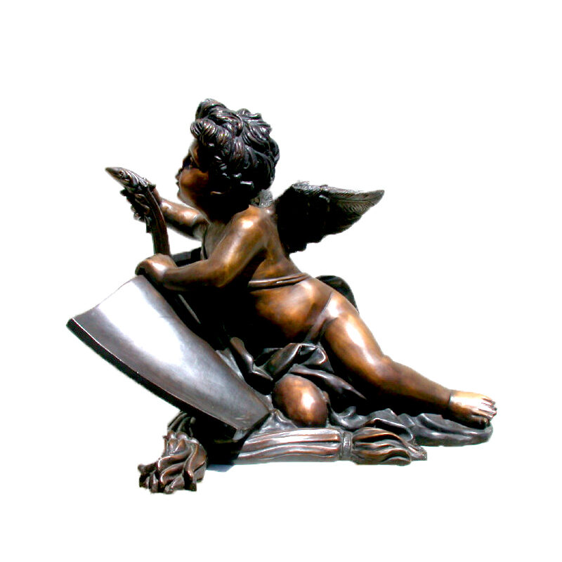 SRB25392 Bronze Cupid reading Book Sculpture Metropolitan Galleries Inc.