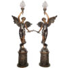 Bronze Angel Torchere Sculpture Set