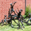 Bronze Children with Water Guns Sculpture