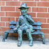 Bronze Old Man on Bench Sculpture