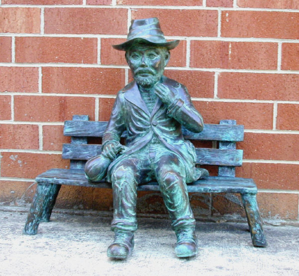 SRB44588 Bronze Old Man on Bench Sculpture Metropolitan Galleries Inc.