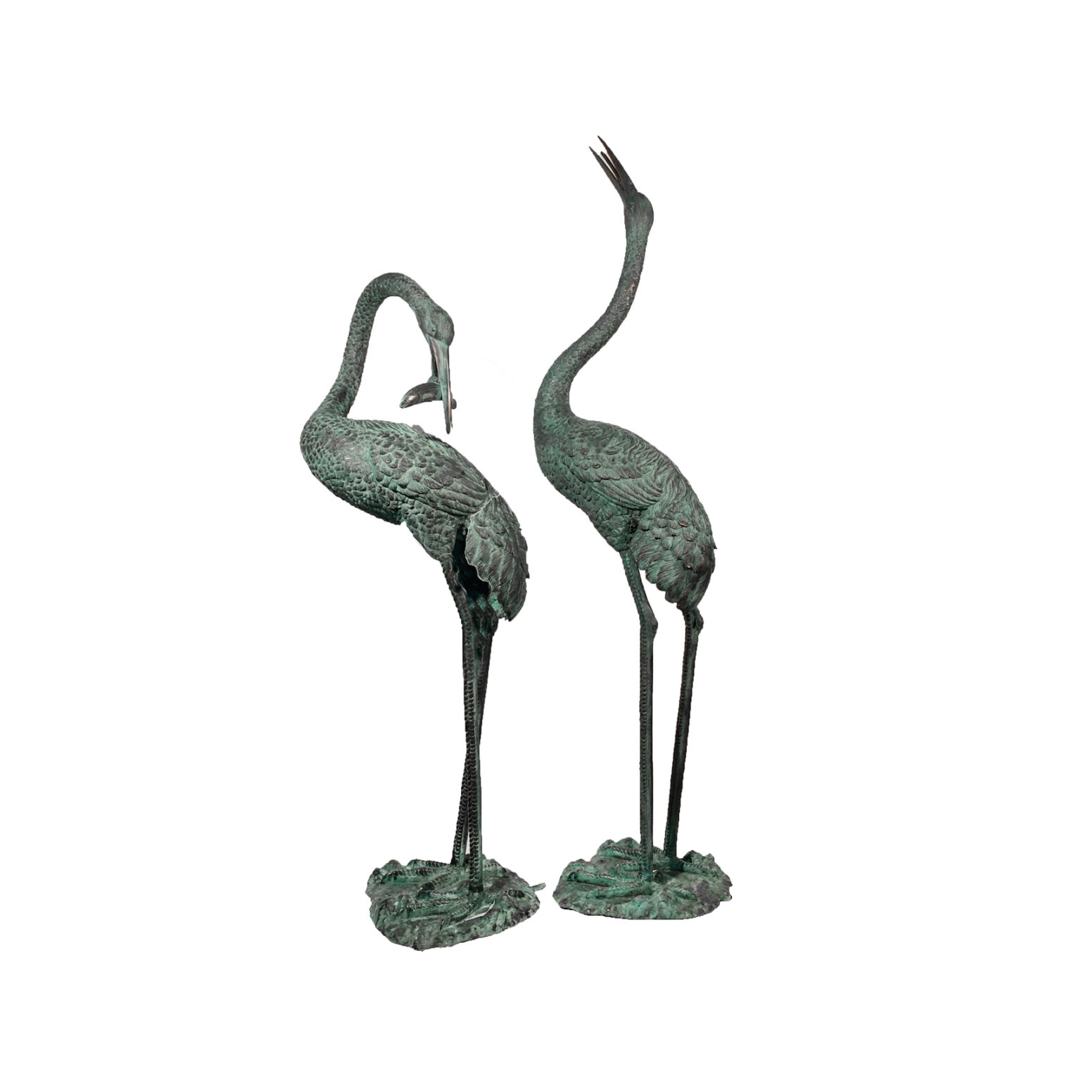 Bronze Crane Fountain Sculpture Set Metropolitan Galleries Inc.