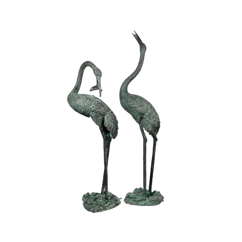 SRB45715 Bronze Crane Fountain Sculpture Set by Metropolitan Galleries Inc
