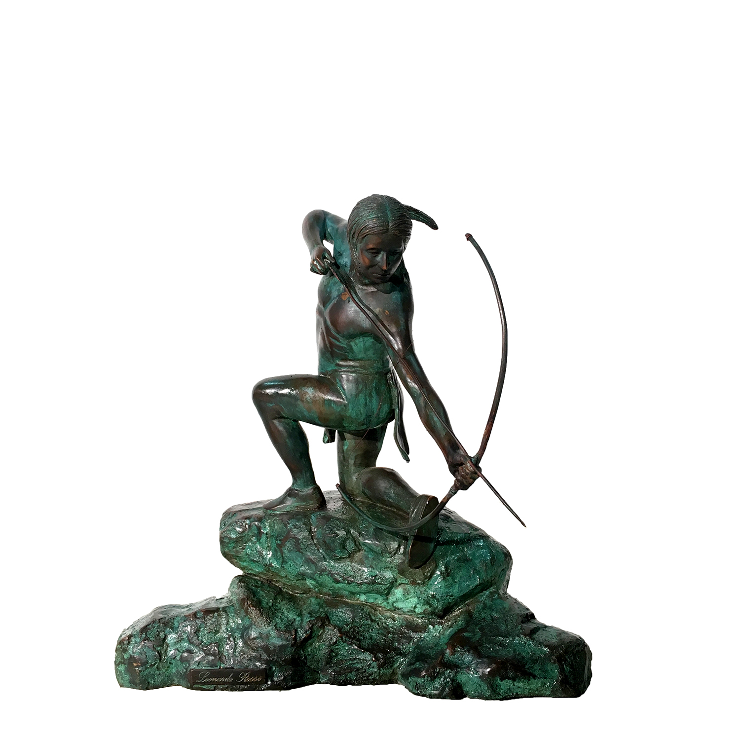 SRB46214 Bronze Indian with Arrow Sculpture Metropolitan Galleries Inc.