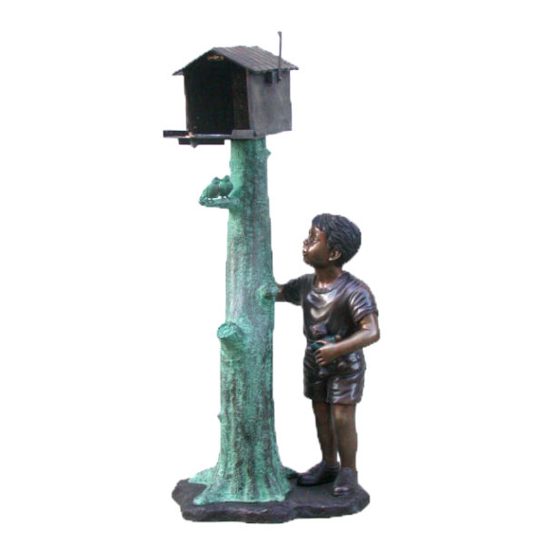SRB47811 Bronze Boy Mailbox Sculpture Metropolitan Galleries Inc.