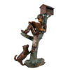 Bronze Boy & Dog on Log Mailbox