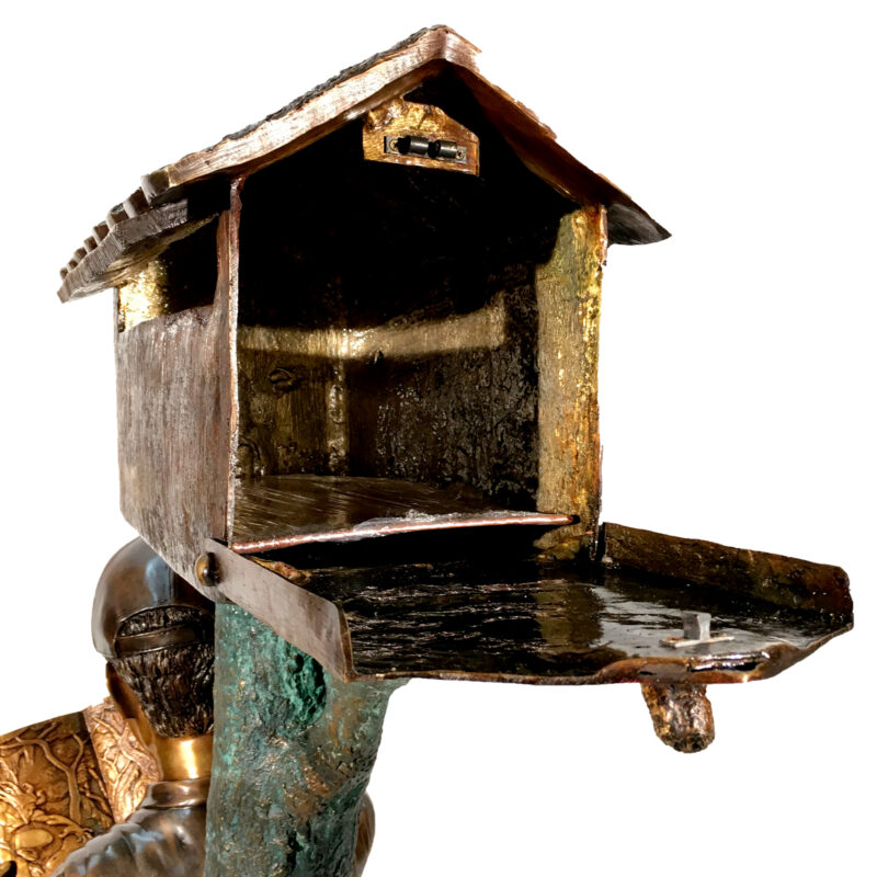 Bronze Boy & Dog on Log Mailbox Sculpture Metropolitan Galleries Inc. Bronze Mailbox Design