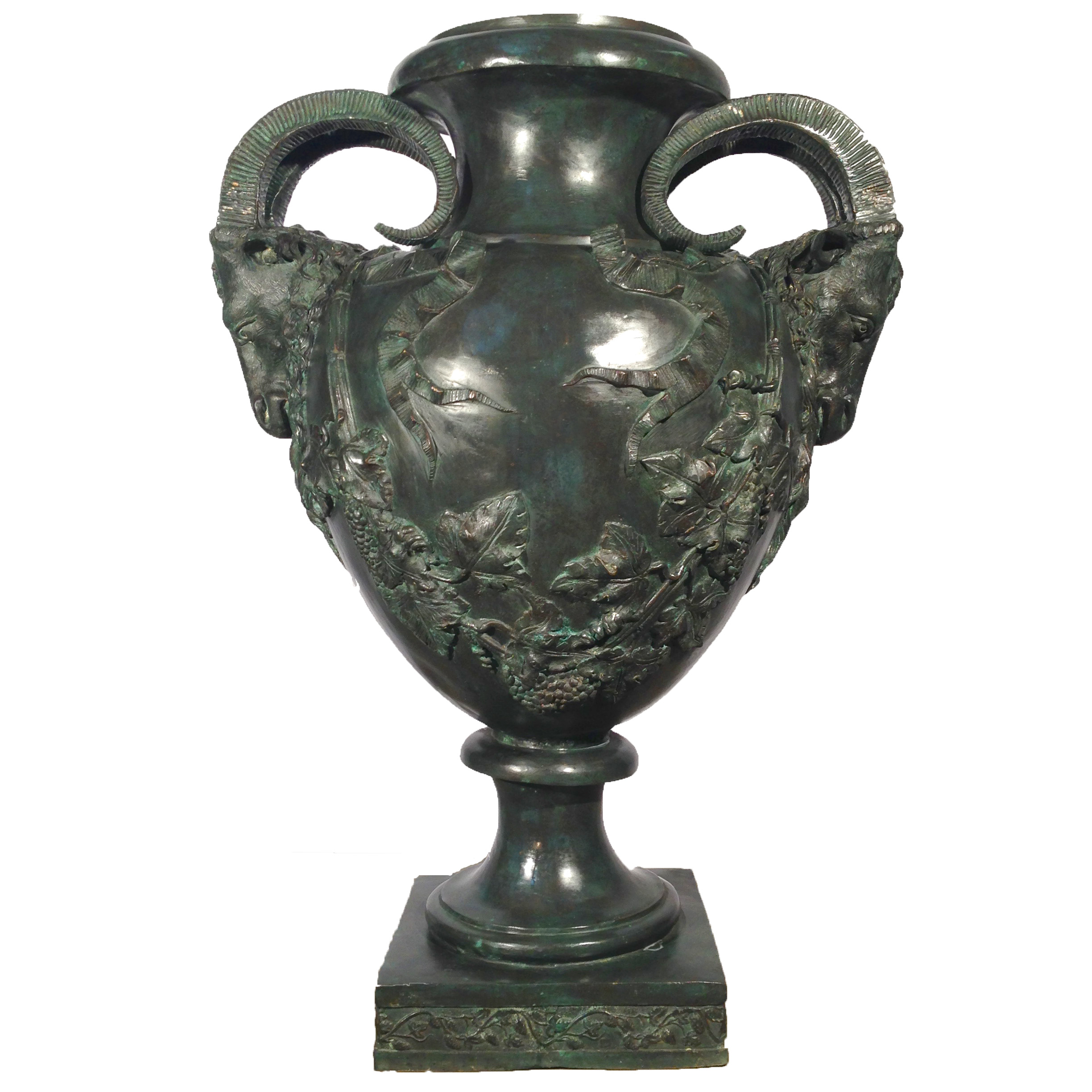 SRB55019 Bronze Rams Head Urn Metropolitan Galleries Inc.