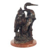 Bronze Pelicans Sculpture on Red Marble