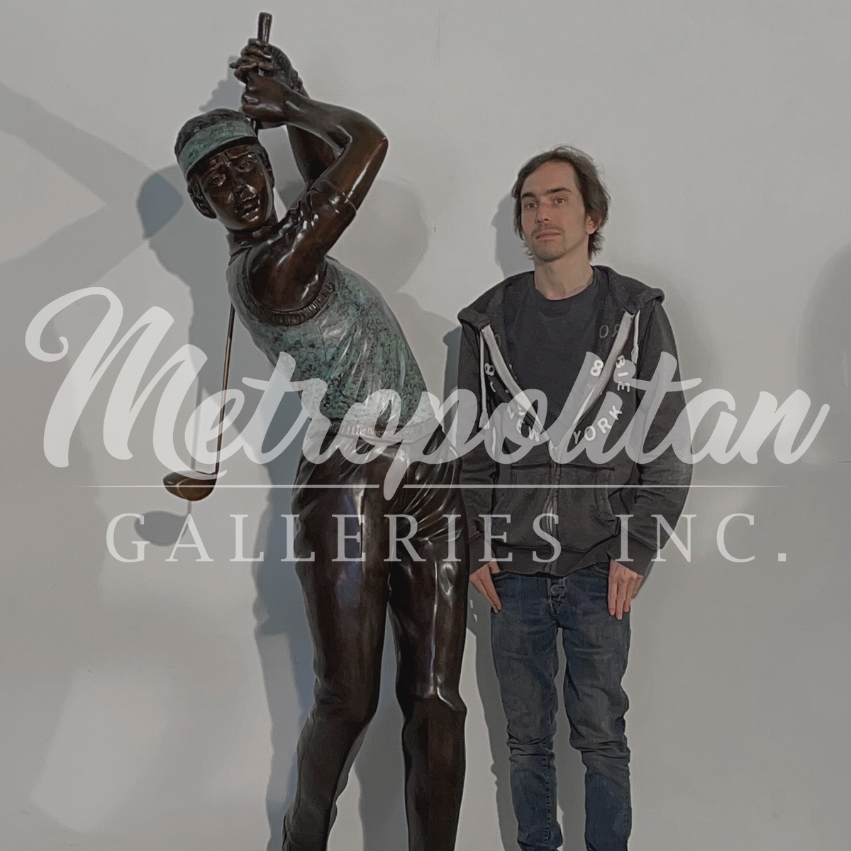 SRB705035 Bronze Golfer Swinging Club Sculpture by Metropolitan Galleries Inc SCALE WM