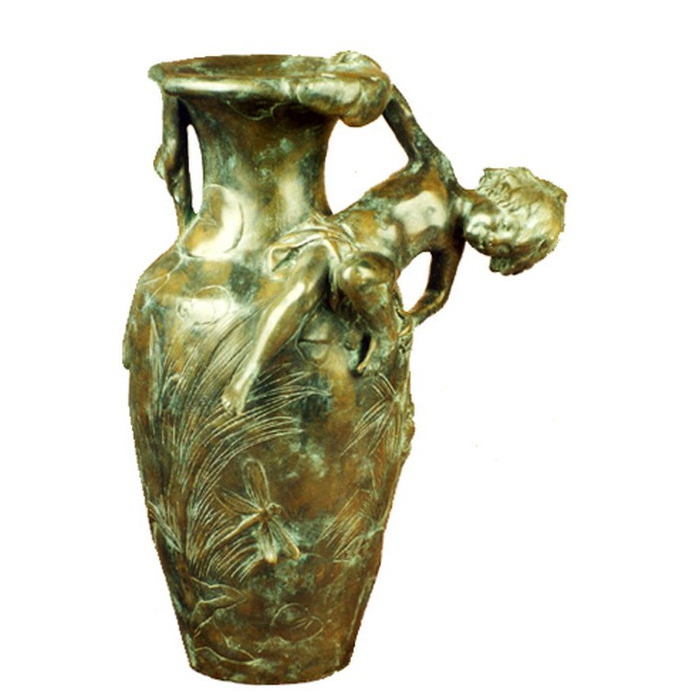 SRB81907 Bronze Boy on Vase Metropolitan Galleries Inc.