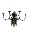 Cast Bronze Mask Figure Wall Sconce with Four Lights