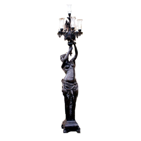 SRB83113-L SRB83096L Bronze Lady Lamp on Pedestal Sculpture Metropolitan Galleries Inc