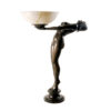 Bronze Art Deco Nude Lady Yoga Torchiere