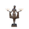 Bronze Art Deco Nude Goddess Standing Torchiere