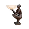 Bronze Art Deco Sitting Nude Lady Torchiere