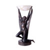 Bronze Art Deco Nude Goddess Kneeling Torchiere