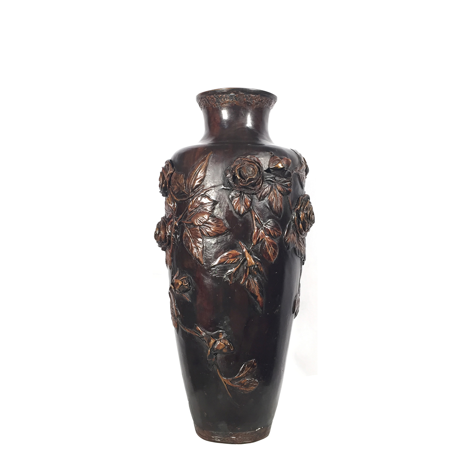 SRB85033 Bronze Rose Pattern Vase Metropolitan Galleries Inc.