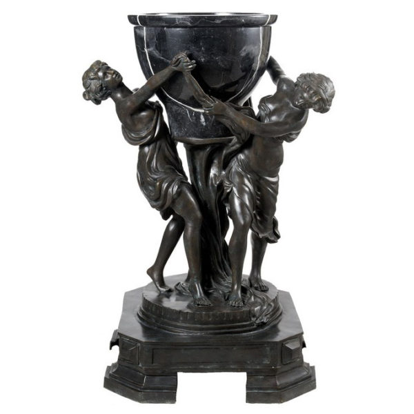 SRB87045 Bronze Ladies holding Marble Urn Sculpture Metropolitan Galleries Inc.