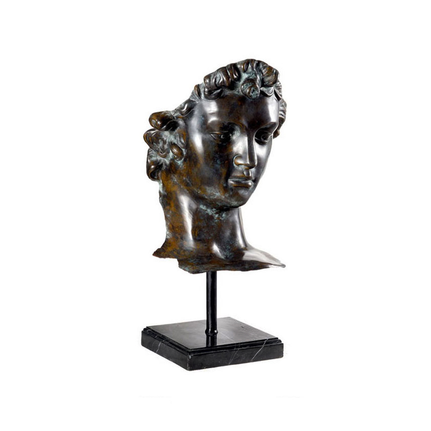 SRB96095 Bronze Head of David Partial Artifact Sculpture by Metropolitan Galleries Inc