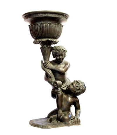 SRB991347 Bronze Two Boys Urn Sculpture Metropolitan Galleries Inc.