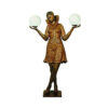 Bronze Golden Girl Torchere Sculpture