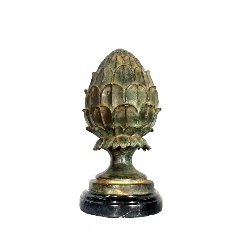 SRB991707 Bronze Pineapple Finial Sculpture on Marble Base Metropolitan Galleries Inc.