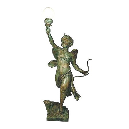 SRB991945 Bronze Cupid holding Light Sculpture Metropolitan Galleries Inc.