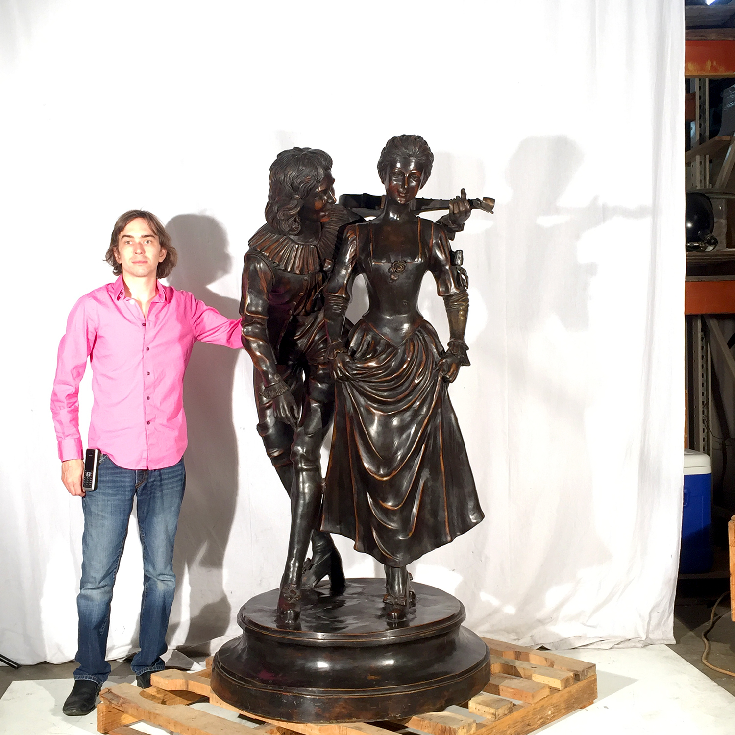 Metropolitan Galleries Cast Bronze French Man & Woman Statue