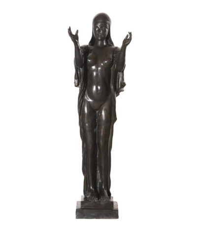 SRB992102 Bronze Lady with Hands Out Sculpture Metropolitan Galleries Inc.