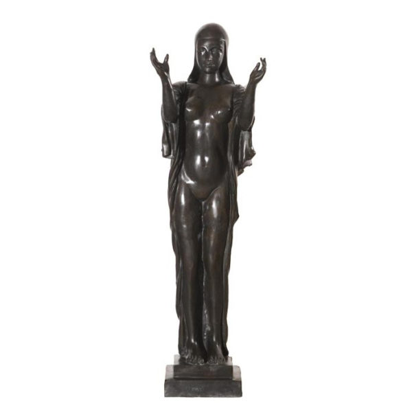 SRB992102 Bronze Lady with Hands Out Sculpture Metropolitan Galleries Inc.