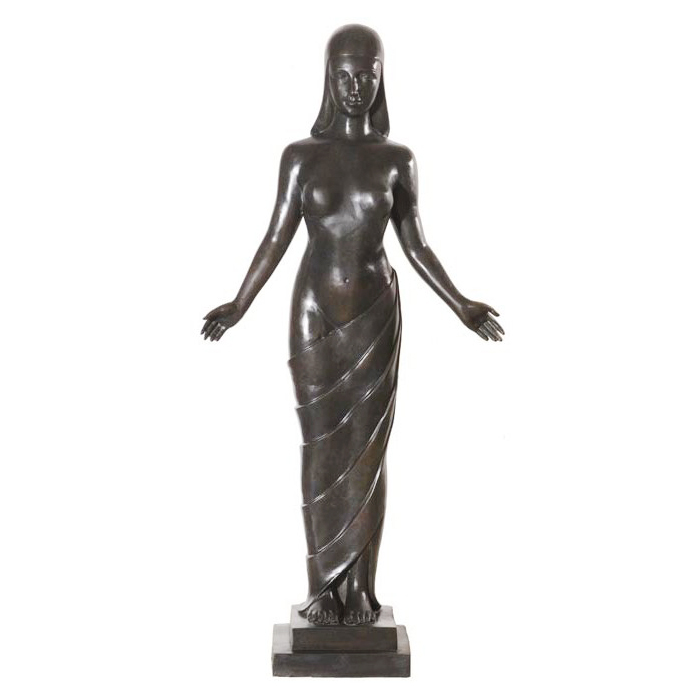 SRB992103 Bronze Lady with Cloth Sculpture Metropolitan Galleries Inc.