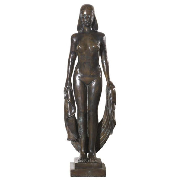 SRB992105 Bronze Lady with Cloth Sculpture Metropolitan Galleries Inc.