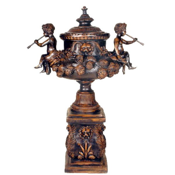 SRB992126 Bronze Boys with Flutes Fountain Urn Metropolitan Galleries Inc.