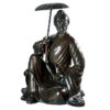 Bronze Japanese Man with Shade Sculpture