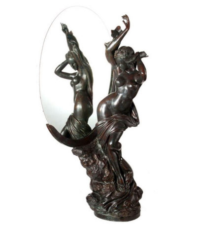 Bronze Nude Nymph Mirror Sculpture Metropolitan Galleries Inc.