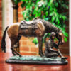 Bronze Indian with Horse Sculpture
