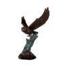 Bronze Flying Owl on Tree with Rabbit Sculpture
