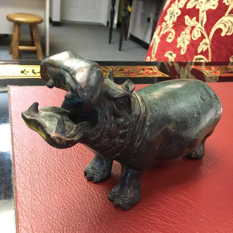 SRB47701 Small Bronze Hippopotamus Sculpture Metropolitan Galleries Inc.