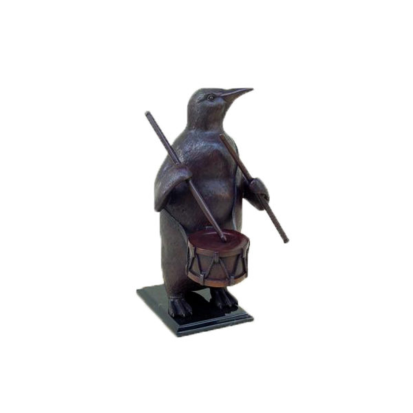 SRB49129 Bronze Penguin Playing Drum Sculpture Metropolitan Galleries Inc.