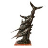 Bronze Sailfish School Sculpture on Red Marble Base