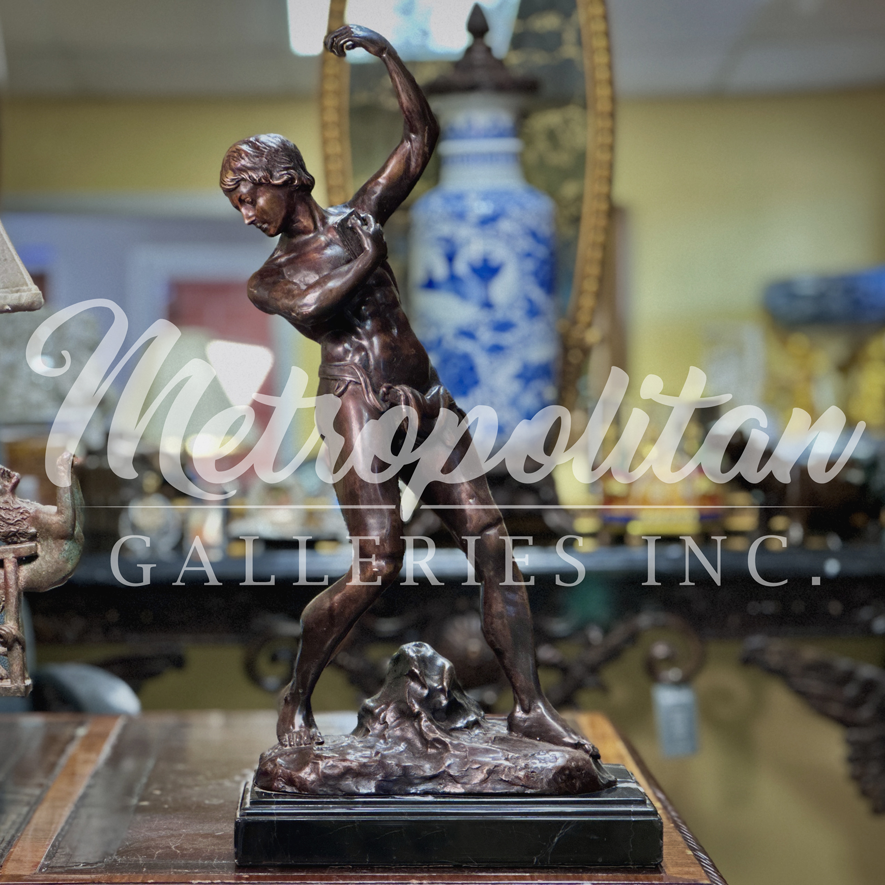 SRB81257 Bronze ‘Happy Youth’ Table-top Sculpture by Metropolitan Galleries Inc