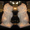Marble Hearst Castle Lion Sculpture Pair
