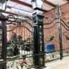 Iron Double Gate with Lanterns & Side Gate