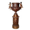 Bronze Cherub Urn on Pedestal Sculpture