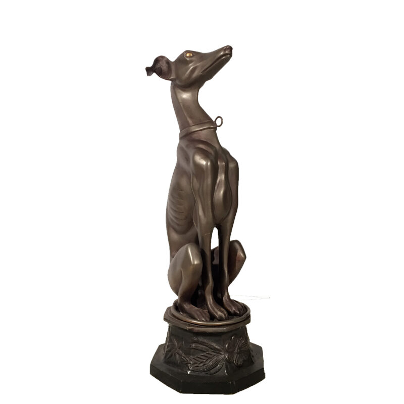 SRB10074 Bronze Whippet Dog on Base Sculpture Metropolitan Galleries Inc.