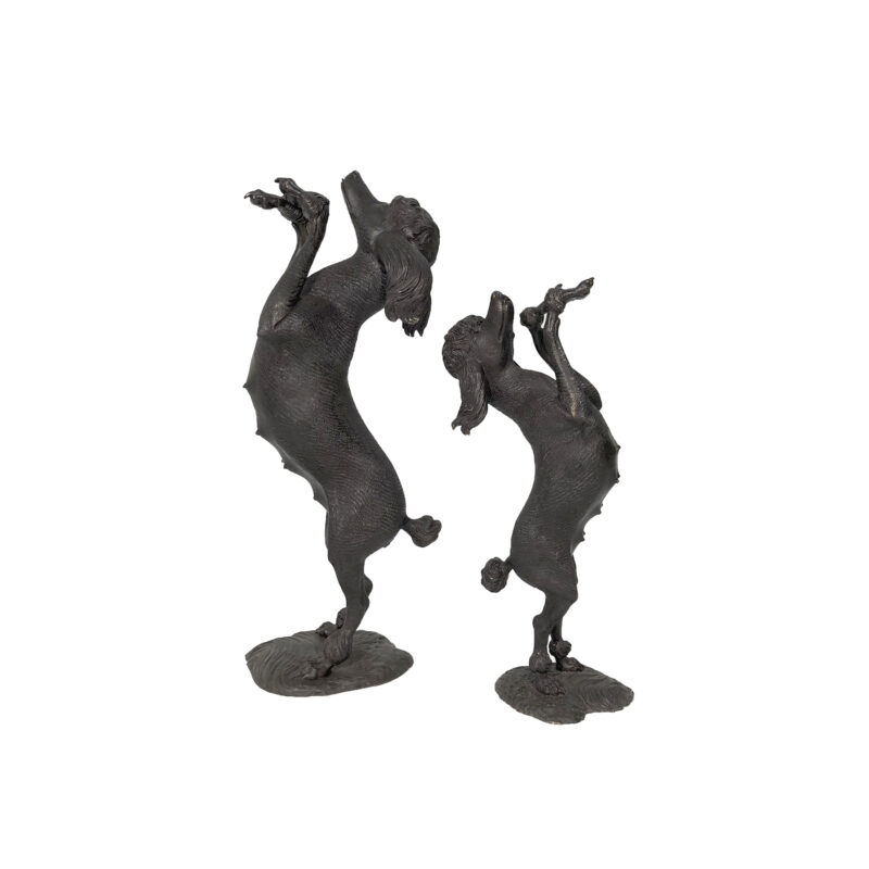 SRB10089-90 Bronze Standing Poodle Dog Sculpture Set by Metropolitan Galleries Inc