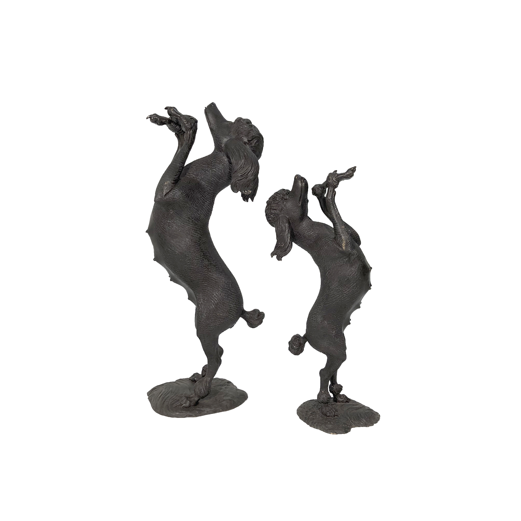 Bronze Standing Poodle Dog Sculpture Set