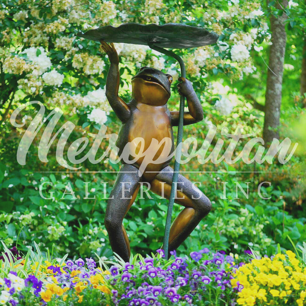 Bronze Standing Fountain Crane Sculpture Set Metropolitan Galleries Inc.